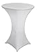 Tina's 24x43 Inch Highboy Spandex Cocktail Table Cover - White Fitted Stretch Tablecloth for Round Tables