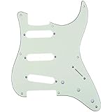 Musiclily Pro 8-Hole 50s 57 Vintage Style Strat SSS Guitar Pickguard for American Stratocaster, 3Ply Mint Green