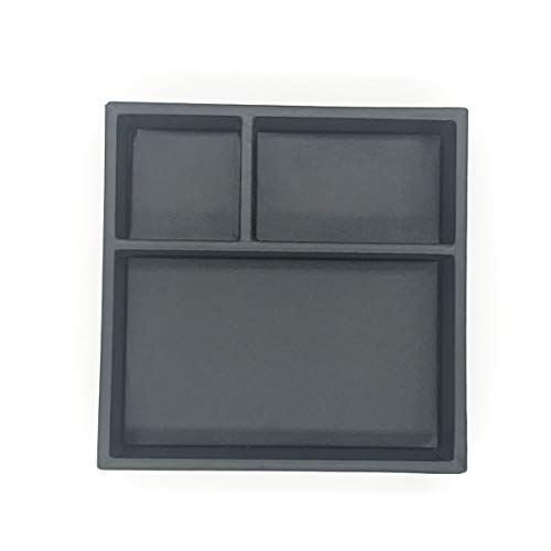 UnionBasic Flat 3-Slot Small PU Leather Drawer Tray Desk Stationery Sundries Gadget Organizer Storage Box Business Card Holder Key Container (Black) - Thumbnail 2