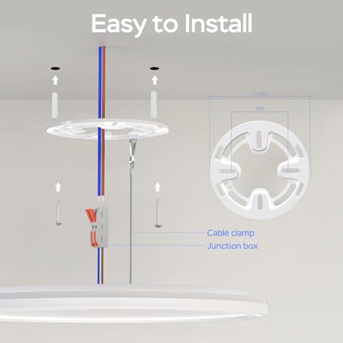 RGB Lampara de Techo, 30CM Lámpara de Techo LED con Control Remoto, ultrafina Luz de techo inteligente 3000K 4500K 6500K brillo regulable, para dormitorio, salón, habitación infantil,cocina (30W)