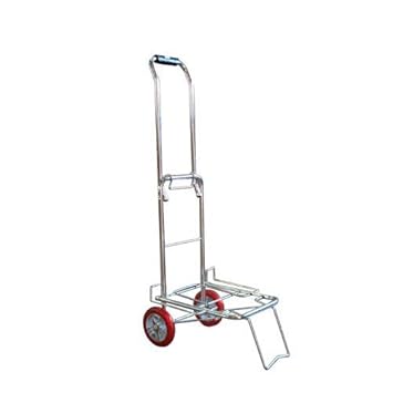 Xectes Portable Hand Stainless Steel Folding Travel Handheld Trolley Luggage Carry Cart (Silver)