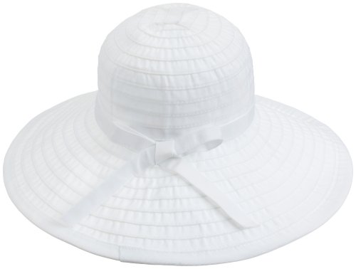 San Diego Hat Company Women's Ribbon Large Brim Hat,White,One Size