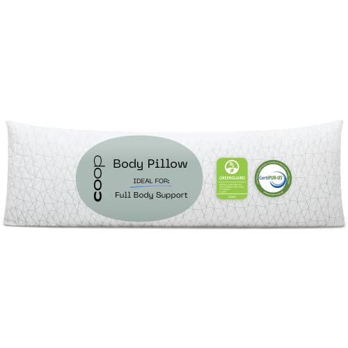 Coop Home Goods Adjustable Full Body Pillows for Sleeping, Soft Zippered Washable Cover - Neck & Knee Full Support for Side Sleepers, Long Body Pillow for Pregnancy, 20x54