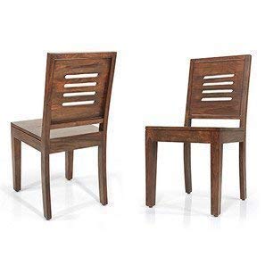 Mahima Handicraft Solid Sheesham Wood Dining/Balcony Chairs for Home and Office | Teak Finish | Set of 2