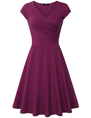 Elegant Dresses, Laksmi Womens Casual Dress A Line Cap Sleeve V Neck X-Large, Magenta
