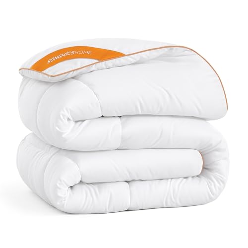 SONGMICS HOME Bettdecke, 240 x 220 cm Steppdecke, Steppbettdecke mit 8 Schlaufen, 300 GSM Decke, Bettdecke, mit Karosteppung, wolkenweiß TDC013W01 thumbnail 1