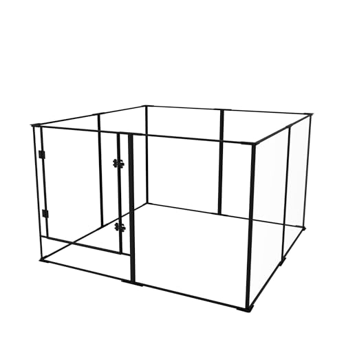 Vilanpaw Acrylic Dog playpen Indoor: Clear Puppy Pen for Small Medium Dogs Cats with Metal Frame - 8panels 76 cm Tall Transparent pet Fence with Door for Rabbits Guinea Pig, 122x122x76.5 cm