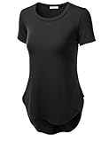 J.TOMSON Womens Basic Short Sleeve Crewneck & V-Neck Long Shirt