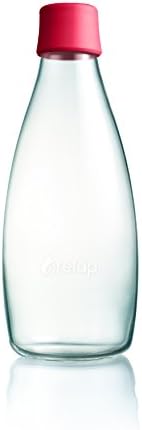 Retap 0.8 Glass Water Bottle, Raspberry Red, Large