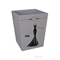 American Chateau Large Wood 9.75" Glam Dress-Up Double-Sided Waste Basket Trash Garbage Can