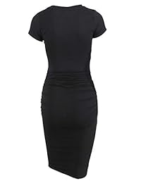 Missufe vestido fruncido casual para el sol, a media pierna para dama