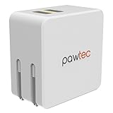 Pawtec Dual 2-Port Foldable USB Travel Wall Charger 5V 4.2A / 21W Apple & Android Smart Circuit Optimized For iPhone, iPad, iPod, Samsung Galaxy, Smartphones, Tablets with Storage Sleeve (White)