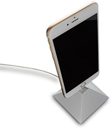 iPhone Docking Station By The Great Pyramid: AirPod Case Charging Dock Holder With Heavy, Sturdy Base – Stylish Aluminum Charger Stand For Apple Smartphone Devices – Silver
