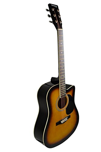 Full Size Sunburst Cutaway Acoustic Guitar with Free Carrying Bag - (Guitar, Case, & DirectlyCheap(TM) Translucent Blue Medium Guitar Pick) (PRO-C Series) [Teacher Approved]