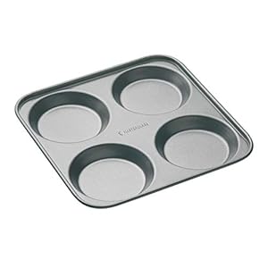 KitchenCraft MasterClass Yorkshire Puddingvorm met Antiaanbaklaag en 4 Gaten, ‎Koolstofstaal, 24 x 24 x 2 Centimeter…