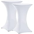 Tina 2 Pack 32x43 Inch Highboy Spandex Cocktail Table Covers White, Cocktail Table Spandex Covers, Fitted Stretch Cocktail Tablecloth for Round Tables (2PC 32x43 White)