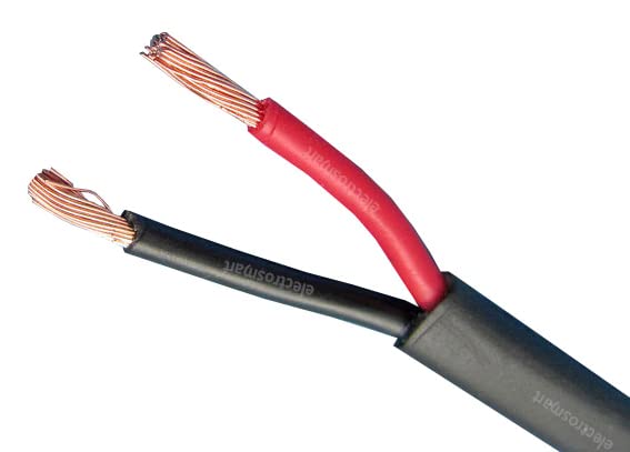 electrosmart 2 Core Twin Red/Black Copper Automotive Auto Cable Wire 2 x 0.75mm Thin Wall Flat Stranded 12V 24V 14 Amp (5m)