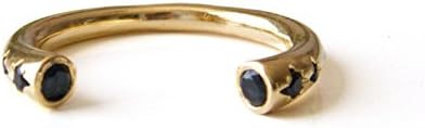 Open Cuff Ring Inlaid with onyx black CZ stones, 14K Gold Filled Stackable Boho ring, Available sizes US 4- US 9.5, Black diamonds ring by LOVE NAOMI Design studio.