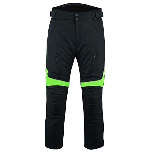 Sterling Sports Men Textile Motorbike Waterproof Trousers Motorcycle Thermal Armoured Trouser Cargo Jeans - Ideal Motorbike Trousers Mens (Black Flourcent, 38W / 34L)