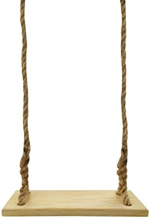 Natural Wood Tree Swing Seat, Kids Children Adult Backyard Outdoor Replacement Rope Wooden Swing Set (Square, 16" x 8")