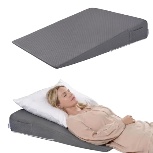 31" Extra-Long Wedge Pillow, Full Torso Support with Gentle Incline, Upper Body Elevation for Sleeping, Acid Reflux, Snoring Relief, Back Pain Relief, After Surgery, Gray