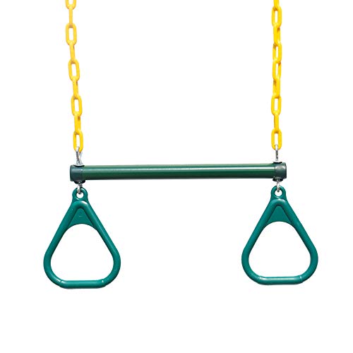 18" Trapeze Swing Bar Rings - 48" Heavy Duty Plastic Coated Chains - Swing Set Accessories with 2 Locking Carabiners