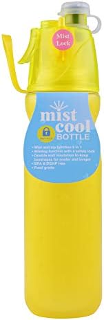Georgie Porgy Mist Lock Spray Double Layers Women Water Bottle Men Sport Bottle Cup Travel Mug Outdoor (590ml yellow bottle)