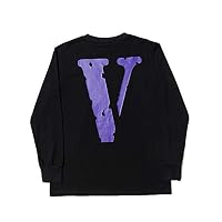 SUNNY Store Mens Vlone Friend Hipster Hip Hop Streetwear Long Sleeve Pullover T-Shirts (Purple-1-Medium)