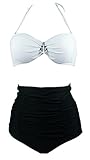 Cocoship Retro Metallic Anchor Top Nautical Sailor High Waist Bikini Swimsuit(FBA)