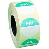 Food Hygiene Labels Food Label Day Dots Friday (Green) - 1 Roll - 1000 Stickers - Peelable Adhesive