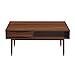 Teamson Home Dawson 40 in. x 21.63 in. Wooden Mid-Century Modern Coffee Table with Drawer and Shelf, Walnut with Brass Leg Tips