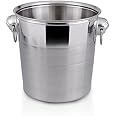 Large Stainless Steel Ice Bucket - 6 Quart (5.5 Liter) Capacity, 8" Tall, For Champagne, Wine & Drinks