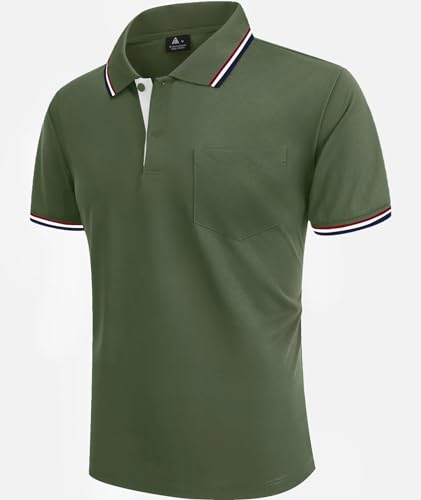 zitysport Polo Shirt Men's Short Sleeve Shirt Breathable Golf Polo Shirt Men Summer Shirts Sport Basic Slim Fit T-Shirt with Chest Pocket Polo Shirt