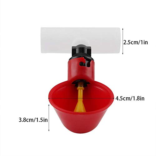 5 Stücke Automatische Huhn Trinkbrunnen Geflügel Bewässerung Tassen Schalen Dispenser Rot Kunststoff Hinterhöfe Huhn Flock Ente Vogel Wasser Feeder für Tauben Wachtel Henne Truthähne Gänse (25 mm) – Bild 6