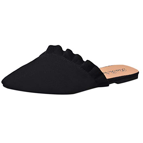 Hurrybuy Women Lazy Sandals Flat Heel Sandals Slipper Fashion Pointed Toe Shoes Blue