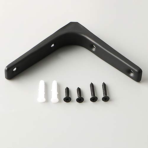 SAYAYO 4 PCS Iron Wall Shelf Bracket, 4 x 4 Inch Heavy Duty Shelf Support Bracket Decorative Joint Angle Bracket, Matte Black