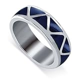 Gem Avenue Men's Sterling Silver 6mm Wide Simulated Lapis Lazuli Southwestern Style Band