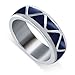 Gem Avenue Men's Sterling Silver 6mm Wide Simulated Lapis Lazuli Southwestern Style Band