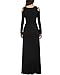 Mixfeer Womens Plain Maxi Dress Strappy Cold Shoulder Long Sleeve Dress Floor Length Dress with Pockets Black
