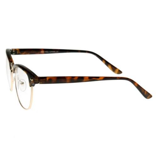 zeroUV - Vintage Inspired Classic Horn Rimmed Nerd Horn Rimmed UV400 Clear Lens Glasses (Clear | Tortoise-Gold)