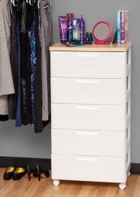 Iris Premier Collection 5 Drawer Storage Chest White And Natural