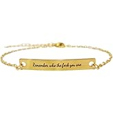 DATOA Remember Who The F You Are Bracelet Personalized Stainless Steel Inspirational Words Bracelet Birthday Friendship Jewelry for Her