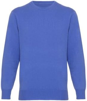 Mens Cashmere Round Neck Sweater, Electric Blue, XXX-Large