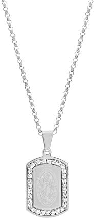 Stainless Steel Religious Crystal Cable Chain 16" Necklace