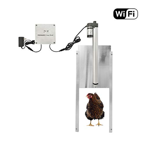 JVR Chicken Coop Door Automatic Opener Kit, Waterproof WiFi Timer Controller Actuator Motor Mobile/Remote Control, 12V DC Power Supply (WiFi)
