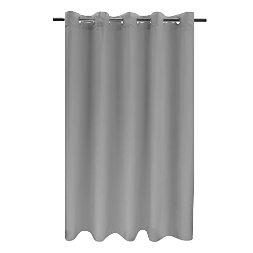 River Dream No Hook Fabric Shower Curtain - TPU Lining & No Liner Required, Hotel Shower Curtain for Bathroom with Built-in Hooks & Bottom Magnets, Waterproof, Gray, 71x74