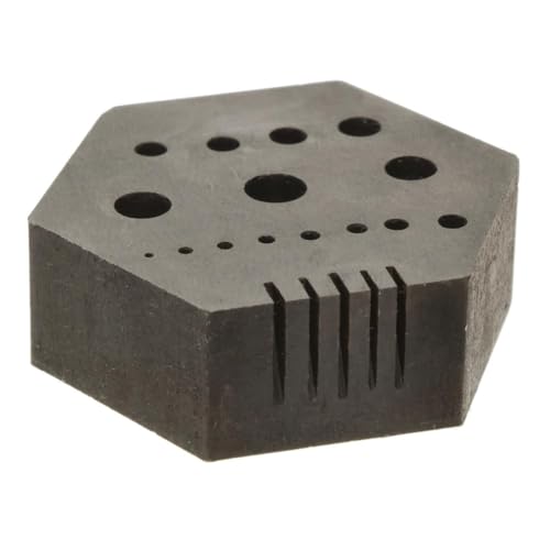 The Beadsmith Hex Anvil – 2” Hexagonal Steel Base – Includes 15 Holes 3/64” x 1/4” (1.2mm-6.4mm) and 5 Slots – Used for Riveting, Drilling & Staking – Professional Metalsmithing & Jewelers Tool