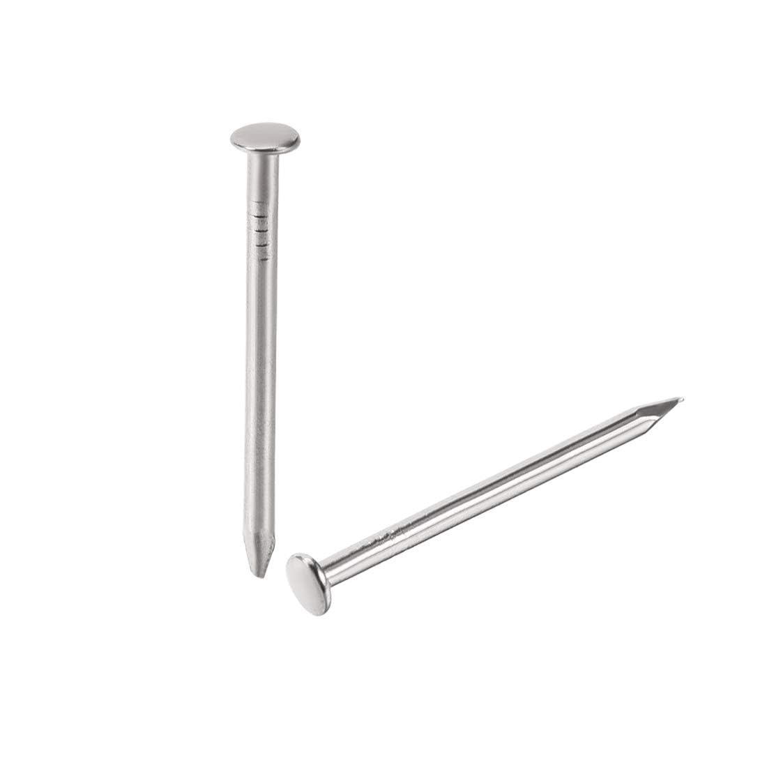 TOP-VIGOR 500Pcs Hardware Nails, 2mmx20mm Fiber Concrete Cement Wall Point Tip Nails, Wall Pins Tacks Nails for Woodworking, Panel Pins for Hanging Picture, Frame, Furniture, Construction, Silver