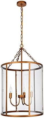 Dst Antique Brass Paint Chandelier Pendant Light with Clear Glass Shade for Dining Room Kitchen, Island, Living Room and so on, Size: Φ18.03 inch/45.8 cm H:30 inch/76 cm. Chain Length: 150 cm