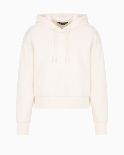 Armani Exchange Édition Bleue pour Femme, Durable, Logo écusson, Sweat à Capuche, Blanc, XS, Iso, XS